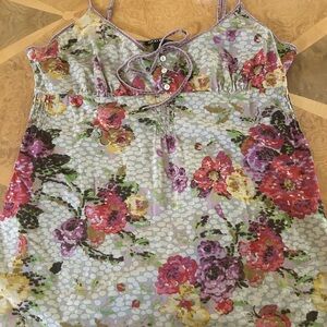 Floral Camisole Top with Side Zip and Pin Tucking Details